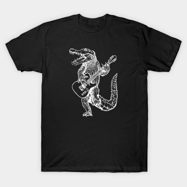 SEEMBO Alligator Playing Guitar Guitarist Musician Fun Band T-Shirt by SEEMBO